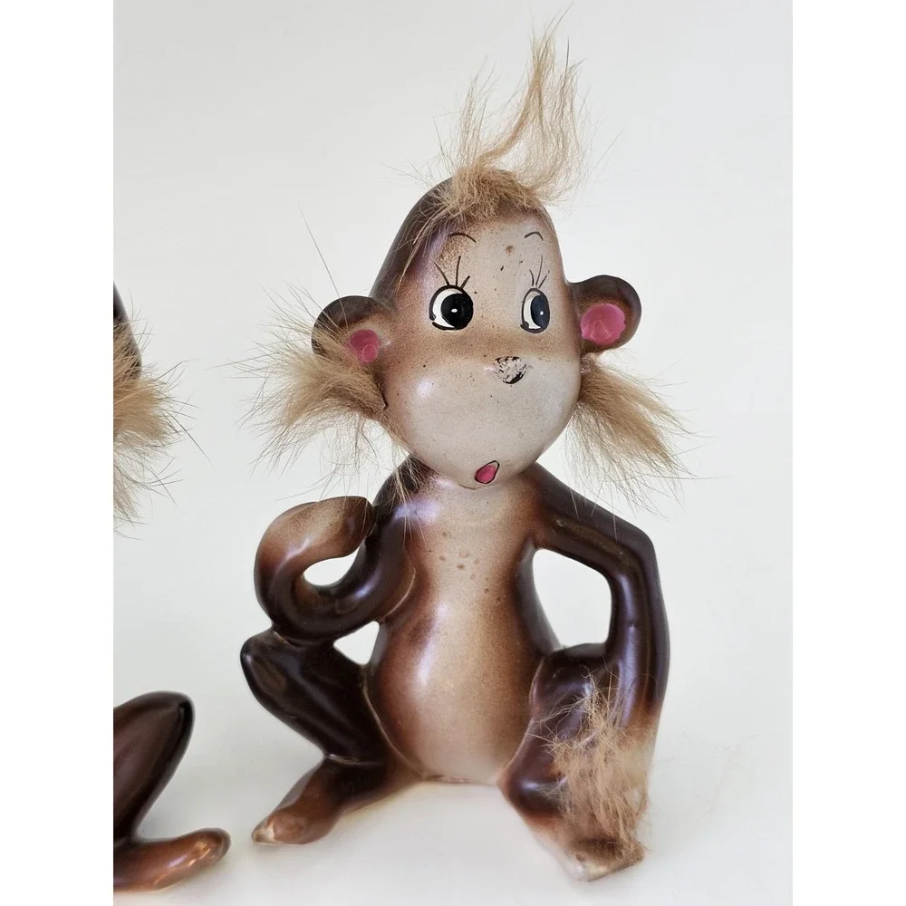 Vintage Norcrest Japan Monkey Salt & Pepper Shakers‎ Anthropomorphic H561 w/Tags